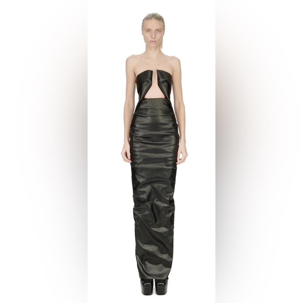 Rick Owens STYLE Black Prong Bustier Corset Strapless Maxi Dress Gown Medium